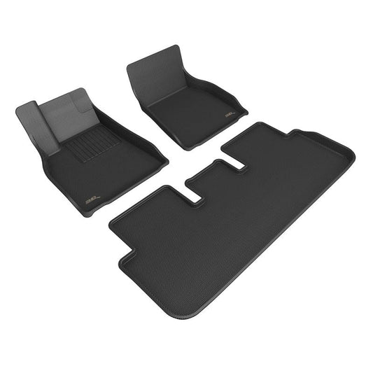 3D MAXpider KAGU 1st & 2nd Row Floormats - Black | 21-22 Tesla Model S (L1TL03801509)