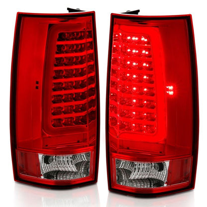 ANZO LED Tail Light Assembly w/ Plank Style Design, Red/Clear Lens, Chrome Housing, Pair | Chevy Tahoe (07-14) (311323)