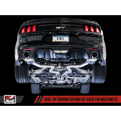 AWE Tuning Touring Edition Cat-back Exhaust for S550 Mustang GT - Dual Tip - Chrome Silver Tips (3015-32084)