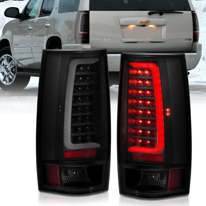 ANZO LED Tail Light Assembly w/ Smoke Lens Black Housing Plank Style Pair | Chevy Tahoe (07-14) (311322)