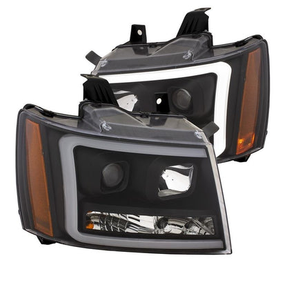 ANZO USA Projector Headlights w/ Plank Style Switchback Black w/ Amber | Chevy Tahoe (07-14) (111402)