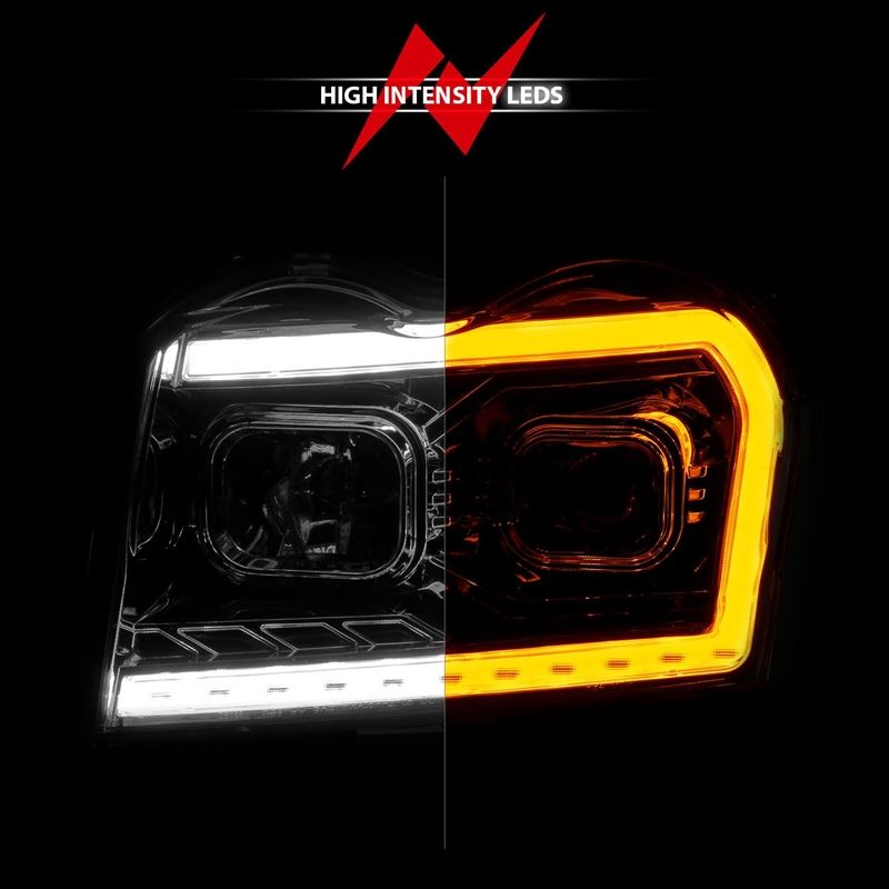 ANZO Projector Headlight Set w/ Light Bar Switchback Chrome Housing | Jeep Grand Cherokee (05-07) (111544)