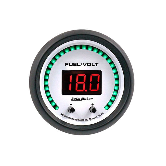 AutoMeter 52.4mm White Switchable 0-100 Fuel Level/8-18V Voltmeter Phantom Elite Digital Gauge (6709-PH)