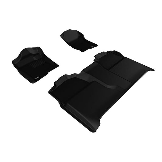 3D MAXpider KAGU 1st 2nd Row Floormats - Black | 2007-2013 Chevrolet Silverado Crew Cab (L1GM00701509)