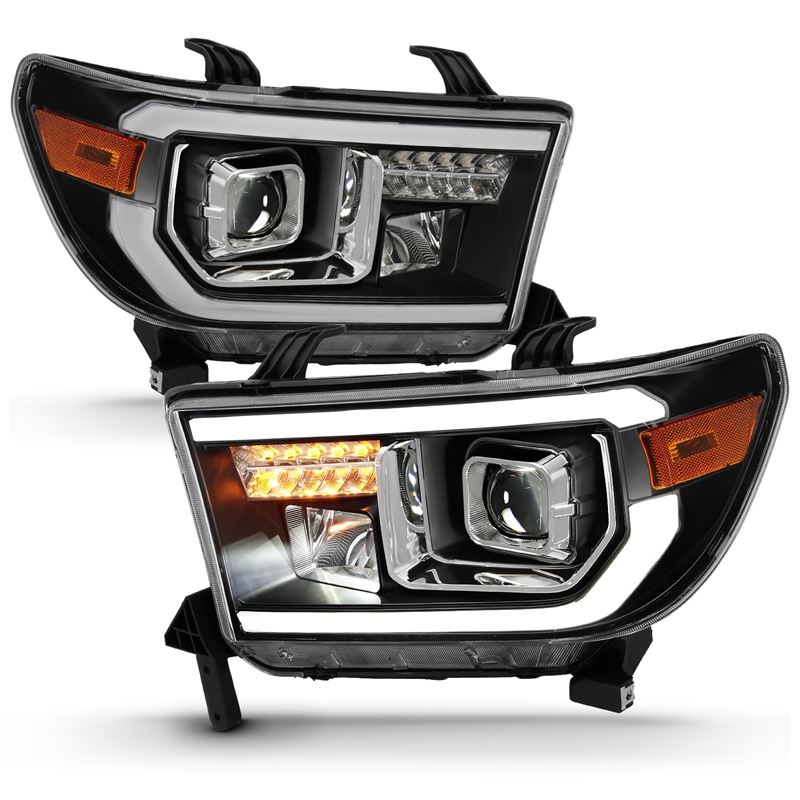 ANZO Projector Headlight Set Light Bar H.L w/Black Amber Lens w/Halogen Bulb | Toyota Tundra (07-14) (111447)
