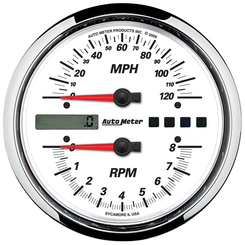 AutoMeter Pro-Cycle Gauge Tach/Speedo 4 1/2in 8K Rpm/120 Mph White (19467)