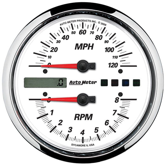 AutoMeter Pro-Cycle Gauge Tach/Speedo 4 1/2in 8K Rpm/120 Mph White (19467)