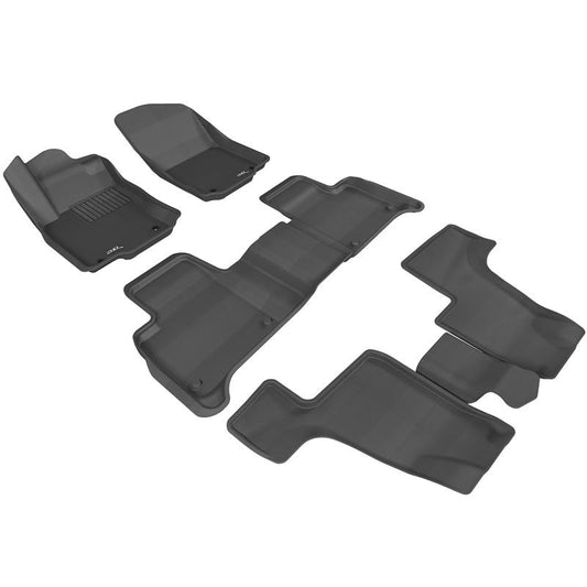 3D MAXpider KAGU 1st & 2nd & 3rd Row Floormats - Black | 20132018 Mercedes-Benz GLS-Class/GL-Class (L1MB03901509)