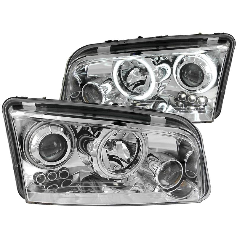 ANZO Projector Headlight Set w/ Halo Chrome (CCFL) | Dodge Charger (06-10) (121217)