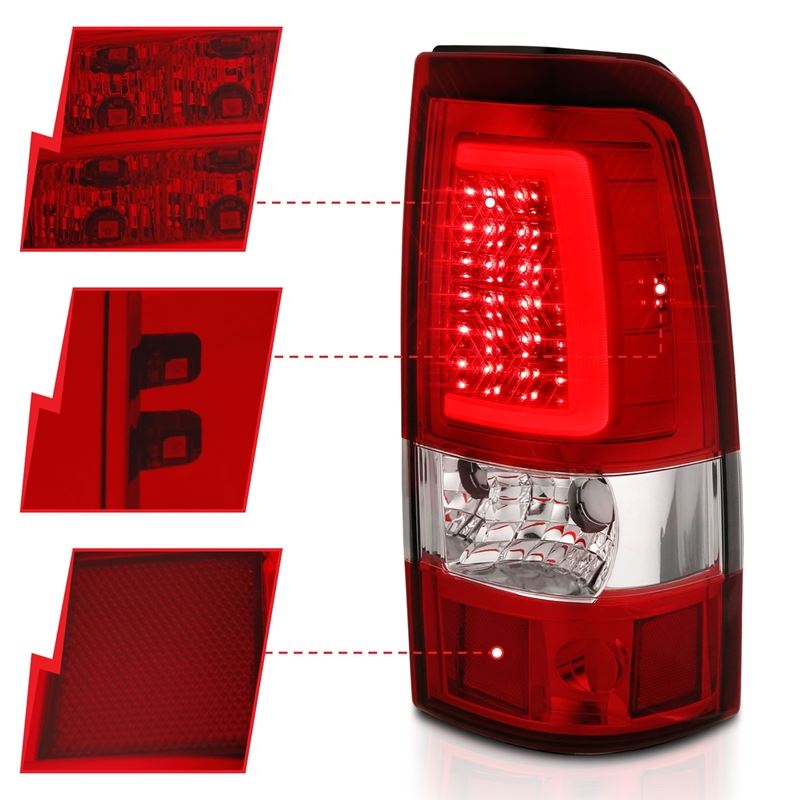 ANZO LED Tail Light Assembly Chrome w/ Red/Clear Lens Pair | Chevy Silverado 1500 (03-06) (311335)