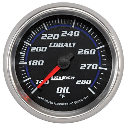 AutoMeter Cobalt 66.7mm 140-280 Degree F Mechanical Oil Temperature Gauge (7941)