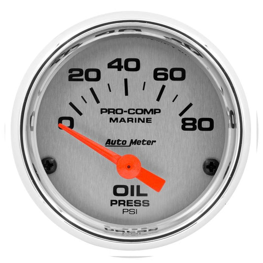 AutoMeter Marine Chrome Ultra-Lite 2-1/16in 80PSI Electric Oil Pressure Gauge (200744-35)