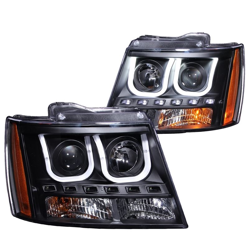 ANZO Projector Headlight Set w/ U-Bar Black | Chevrolet Avalanche (07-13) (111273)