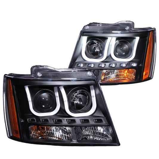 ANZO Projector Headlight Set w/ U-Bar Black | Chevrolet Avalanche (07-13) (111273)