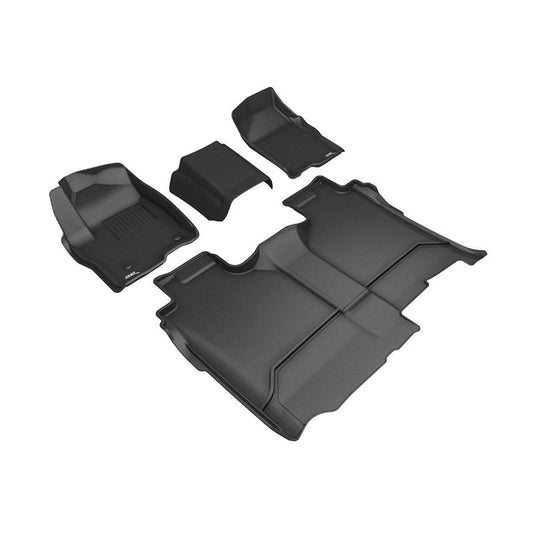 3D MAXpider KAGU 1st + 2nd Row Floormats - Black | 19-21 GMC Sierra Silverado Double/Crew Bench Seat (L1GM02401509)