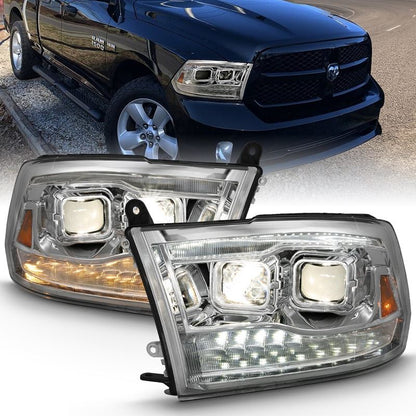 ANZO Projector Headlight Set Switchback Black w/ Amber | Dodge Ram 1500 (09-18) (111441)