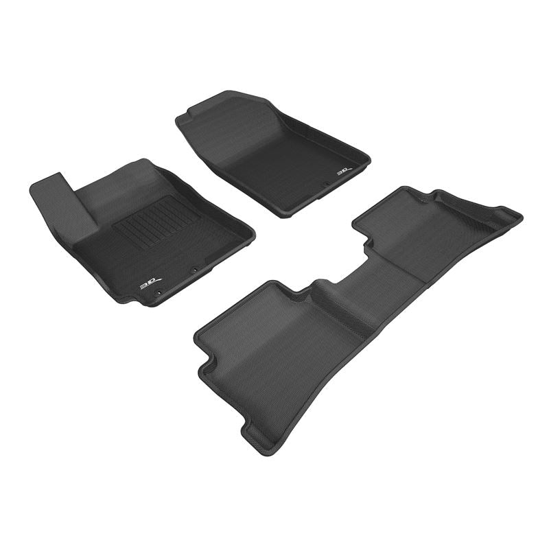 3D MAXpider KAGU 1st & 2nd Row Floormats - Black | 2018-2020 Hyundai Accent Sedan (L1HY08701509)