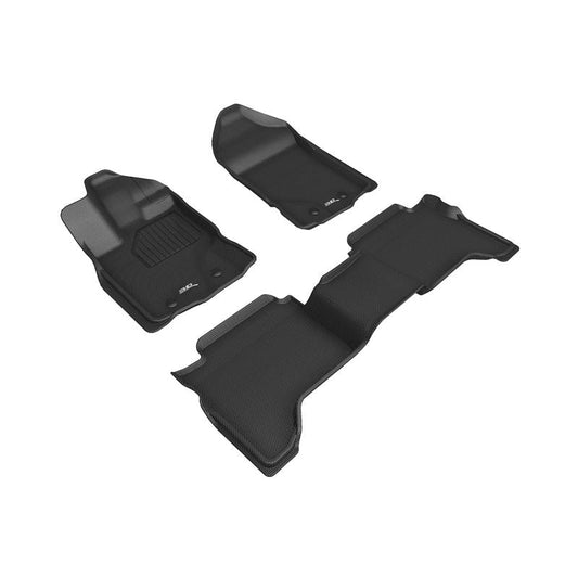 3D MAXpider KAGU 1st & 2nd Row Floormats - Black | 2019-2020 Ford Ranger Supercrew (L1FR12201509)