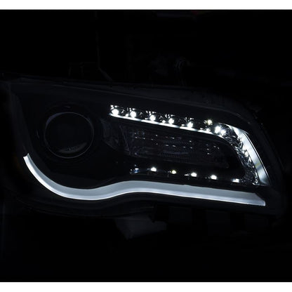 ANZO Projector Headlight Set w/ Plank Style Design Black | Chrysler 300 (11-14) (121495)