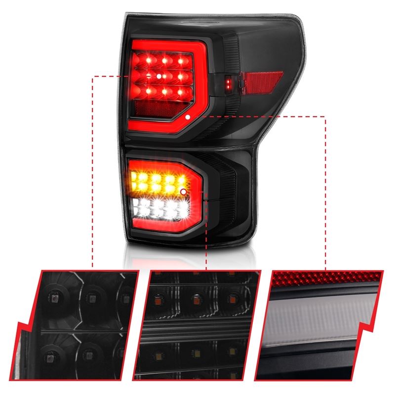ANZO LED Tail Light Assembly Black Housing w/ Smoke Lens Pair | Toyota Tundra (07-13) (311337)