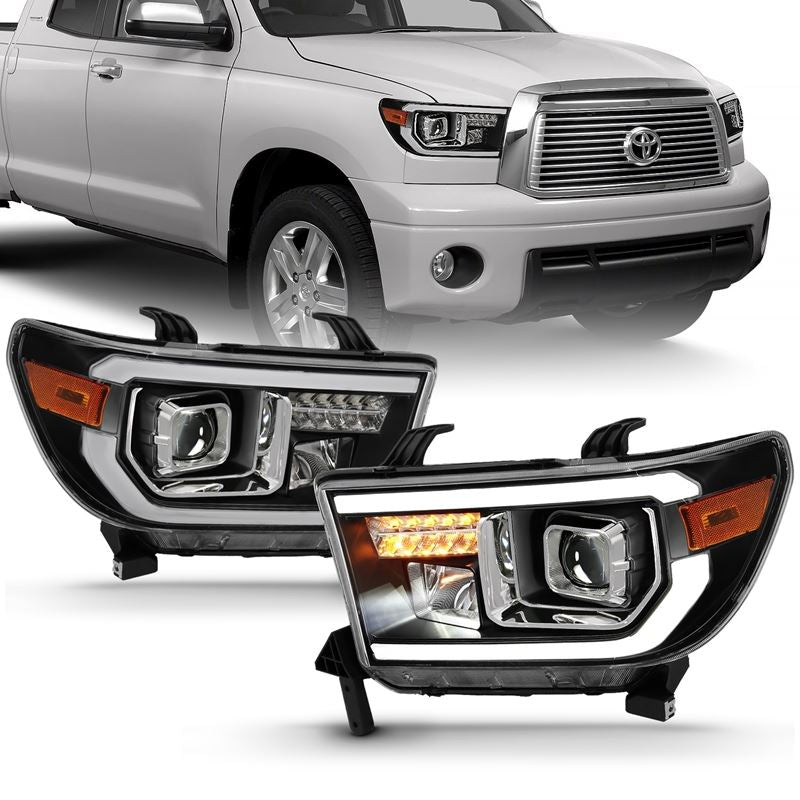 ANZO Projector Headlight Set Light Bar H.L w/Black Amber Lens w/Halogen Bulb | Toyota Tundra (07-14) (111447)