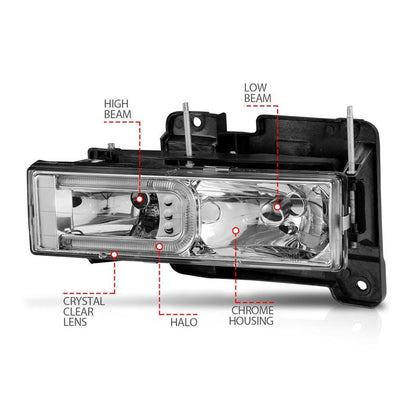 ANZO USA Crystal Headlight Set for 1992-1994 Chevrolet S10 Blazer (111499)