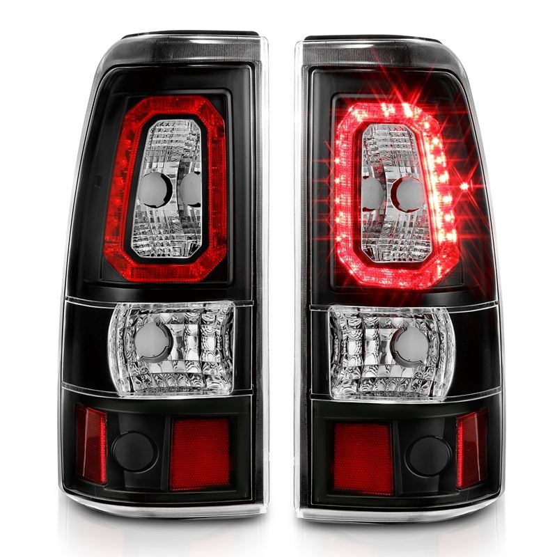 ANZO LED Tail Light Assembly Clear Lens Black Housing Pair | Chevy Silverado 1500 (99-02) (311324)