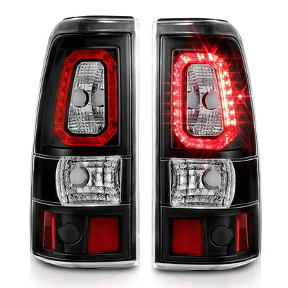 ANZO LED Tail Light Assembly Clear Lens Black Housing Pair | Chevy Silverado 1500 (99-02) (311324)