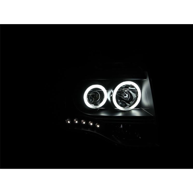 ANZO USA 2007-2014 Ford Expedition Projector Headlights w/ Halo Black (111113)