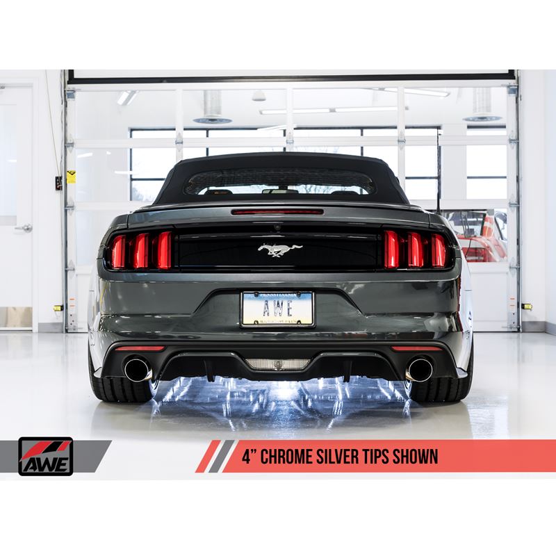 AWE Tuning Touring Edition Axle-back Exhaust for S550 Mustang EcoBoost - Chrome Silver Tips (3015-32086)