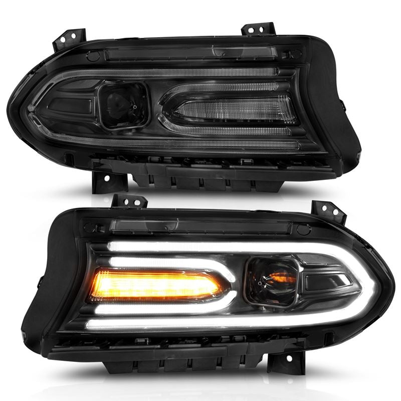 ANZO Projector Headlight Set Plank Style Black | Dodge Charger (15-18) (121559)