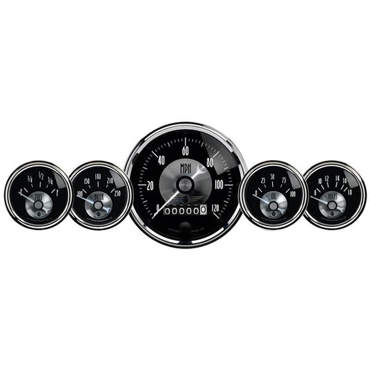 AutoMeter Prestige Series Black Diamond 3-3/8in Electric Speedometer 2-1/16in Elecrtric Oil Pressure (2003)