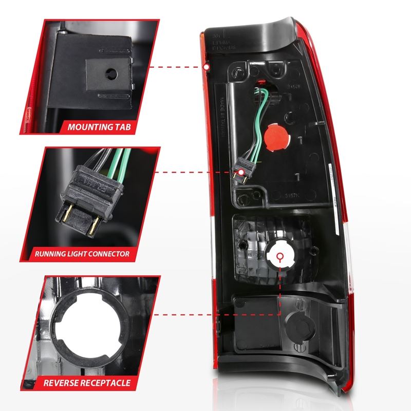 ANZO LED Tail Light Assembly Clear Lens Black Housing Pair | Chevy Silverado 1500 (99-02) (311324)