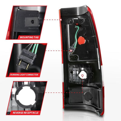 ANZO LED Tail Light Assembly Clear Lens Black Housing Pair | Chevy Silverado 1500 (99-02) (311324)