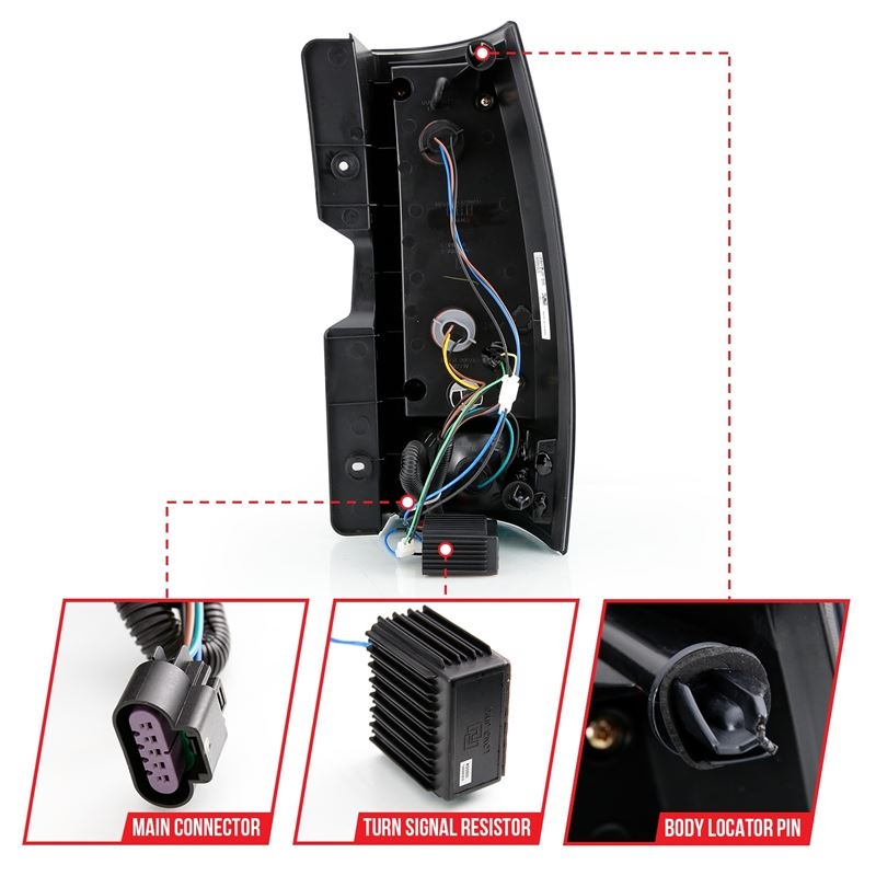 ANZO LED Tail Light Assembly w/ Smoke Lens Black Housing Plank Style Pair | Chevy Tahoe (07-14) (311322)