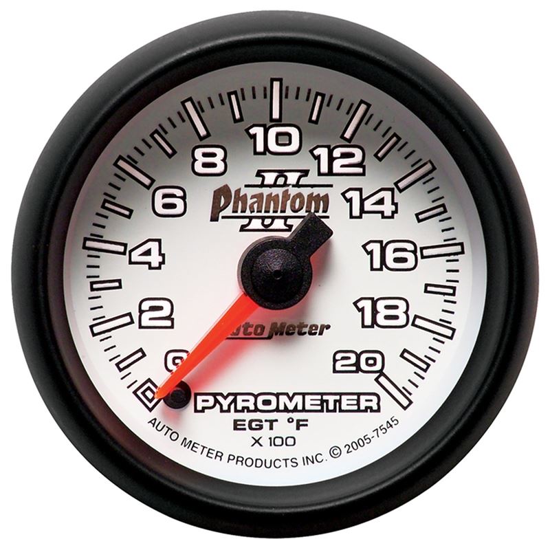 AutoMeter Phantom II 52.4mm Full Sweep Electronic 0-2000 Def F EGT/Pyrometer Gauge (7545)