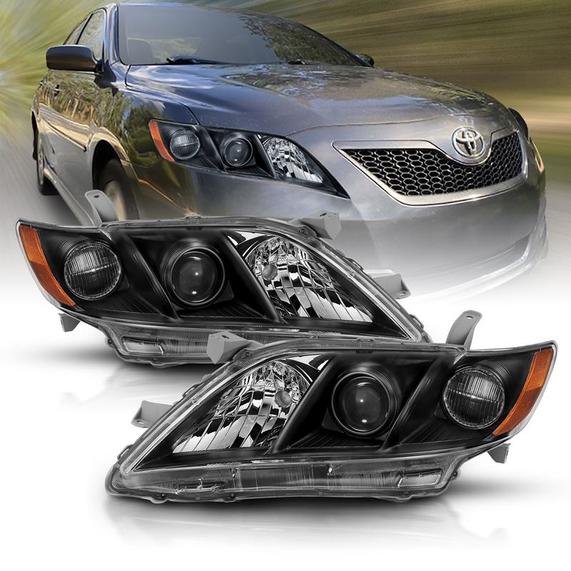 ANZO Projector Headlight Set Black w/Amber | Toyota Camry (07-09) (121539)