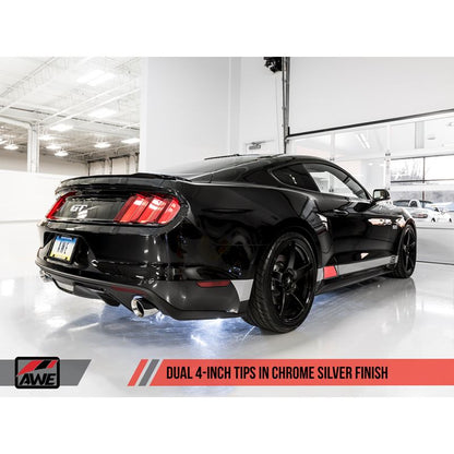 AWE Tuning Touring Edition Cat-back Exhaust for S550 Mustang GT - Dual Tip - Chrome Silver Tips (3015-32084)