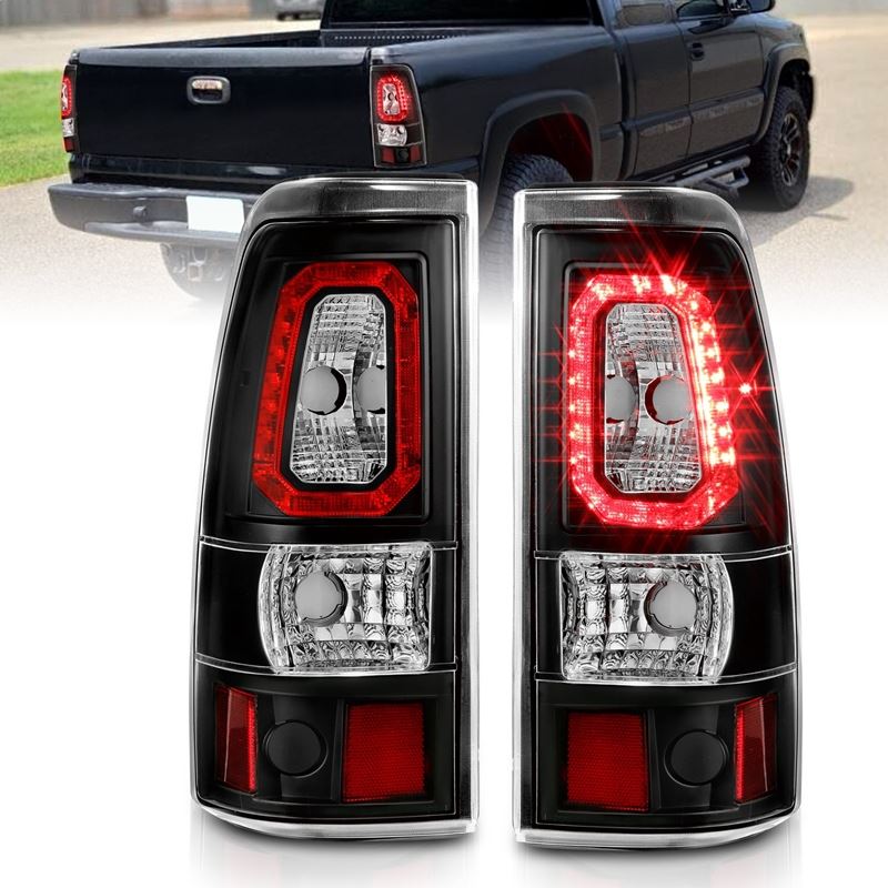 ANZO LED Tail Light Assembly Black Housing w/ Clear Lens Pair | Chevy Silverado 1500 (03-06) (311327)