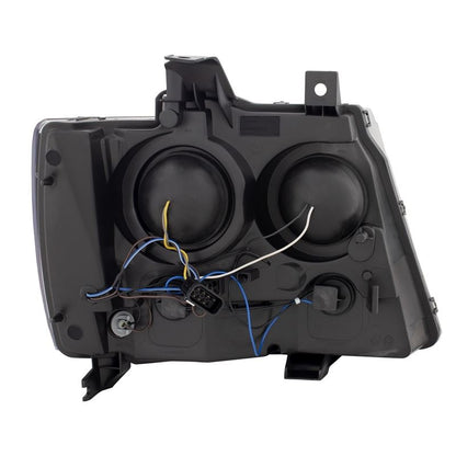 ANZO USA Projector Headlights w/ Plank Style Switchback Black w/ Amber | Chevy Tahoe (07-14) (111402)