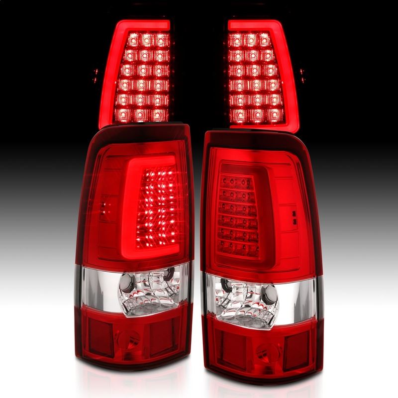 ANZO LED Tail Light Assembly Chrome w/ Red/Clear Lens Pair | Chevy Silverado 1500 (99-02) (311332)