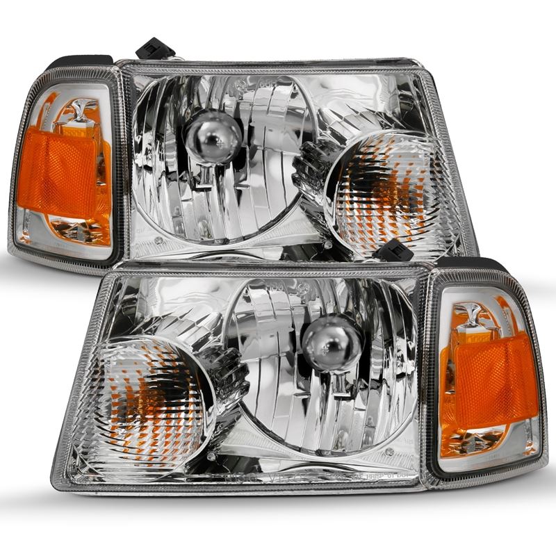 ANZO Crystal Headlight Set w/ Corner Lights Chrome Clear Lens | Ford Ranger (01-11) (111484)
