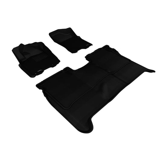 3D MAXpider KAGU 1st & 2nd Row Floormats - Black | 2009-2015 Nissan Titan Crew Cab (L1NS06301509)