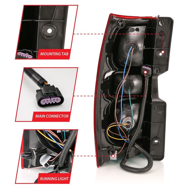 ANZO Tail Light Assembly Red/Clear Lens OE Replacement | Chevy Tahoe (07-14) (311304)