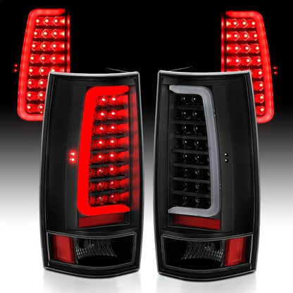 ANZO LED Tail Light Assembly w/ Plank Style Design, Clear Lens, Black Housing, Pair | Chevy Tahoe (07-14) (311321)