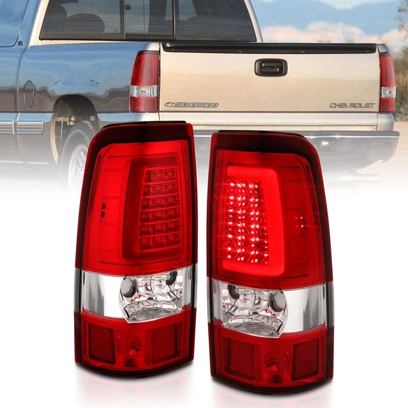 ANZO LED Tail Light Assembly Chrome w/ Red/Clear Lens Pair | Chevy Silverado 1500 (03-06) (311335)