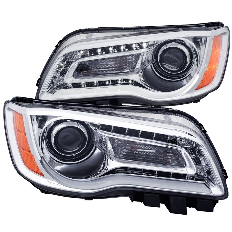 ANZO Projector Headlight Set w/ Plank Style Design Chrome | Chrysler 300 (11-14) (121494)