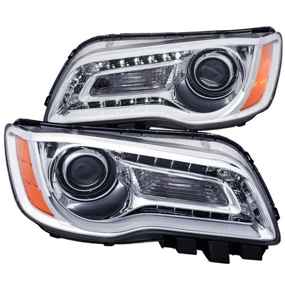 ANZO Projector Headlight Set w/ Plank Style Design Chrome | Chrysler 300 (11-14) (121494)