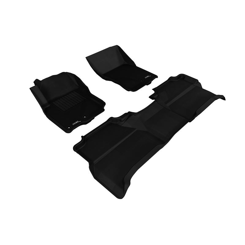 3D MAXpider KAGU 1st & 2nd Row Floormats - Black | 2005-2019 Nissan Frontier Crew Cab (L1NS06101509)