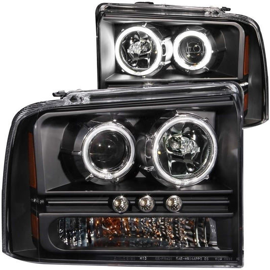 ANZO USA 2005-2007 Ford Excursion Projector Headlights w/ Halo Black w/ LED Strip (CCFL) 1pc (111117)